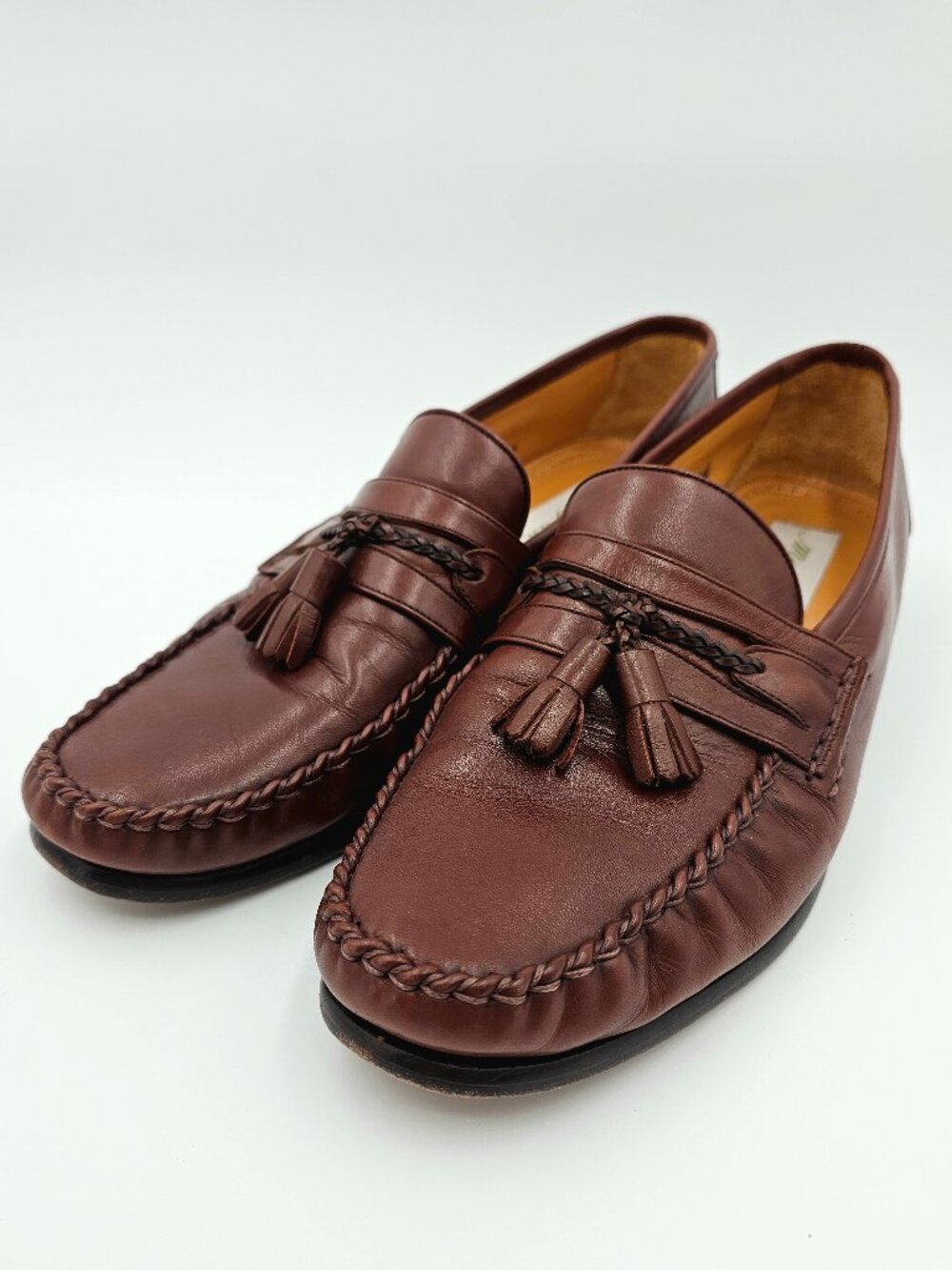 Mezlan Laguna Leather Tassel Dress Slip on Loafer Shoes Brown Men's Size 10M